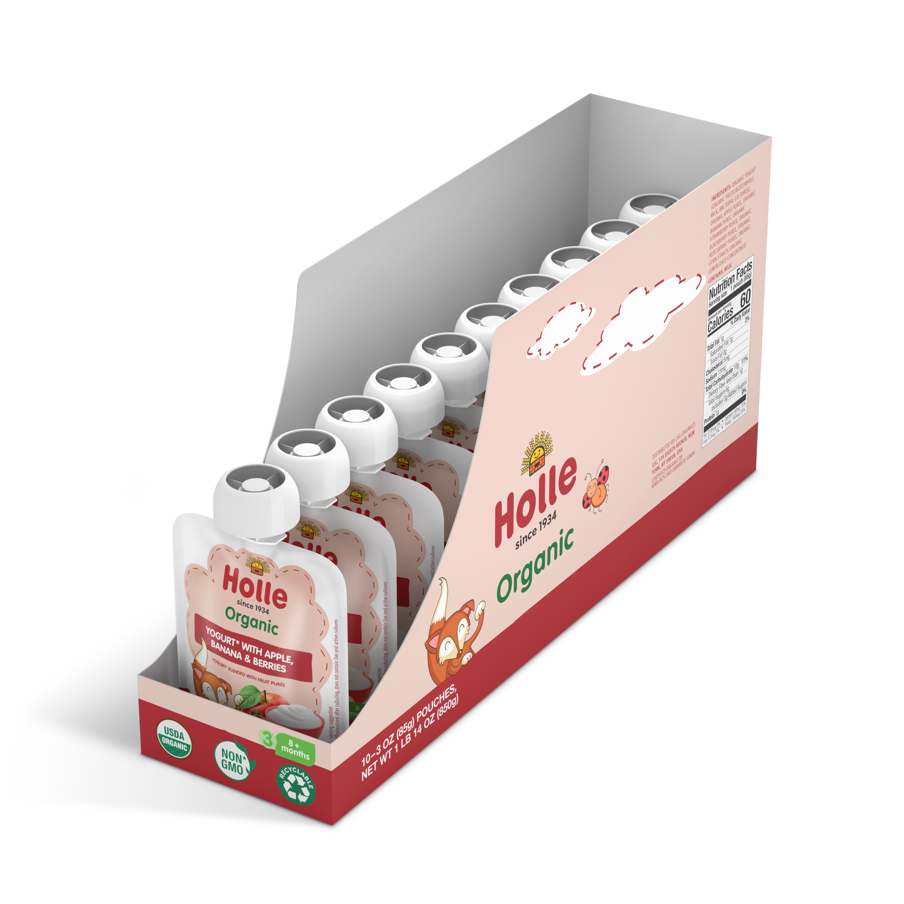 Holle Organic Yogurt Pouches - Apple, Banana & Berries by Holle USA