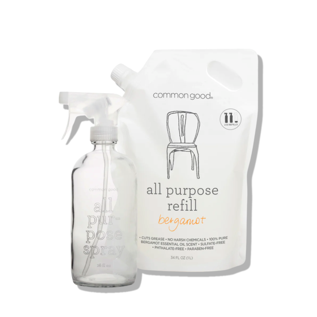 All Purpose Cleaner Refill Pouch and Glass Bottle Set by Common Good