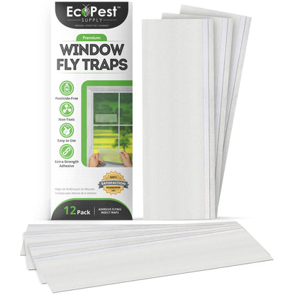 Window Fly Traps – 12 Pack | Transparent Sticky Fly Trap for Windows by EcoPest Supply