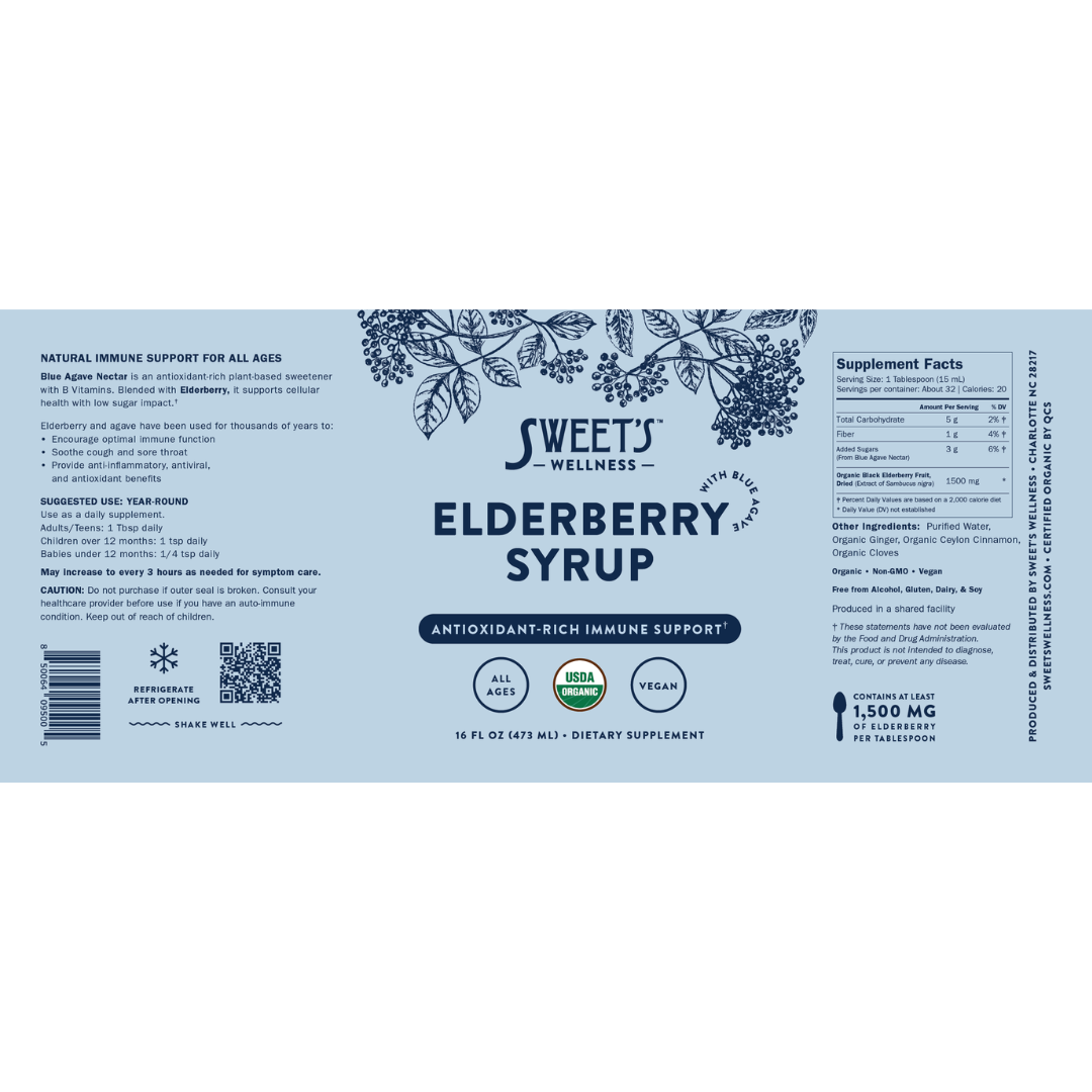 Elderberry Syrup with Blue Agave - Organic