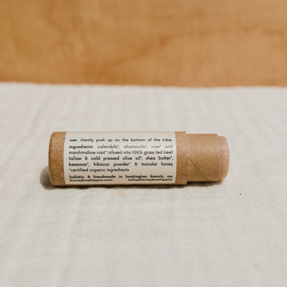 hibiscus & honey tallow lip butter by Honeybee Hippie