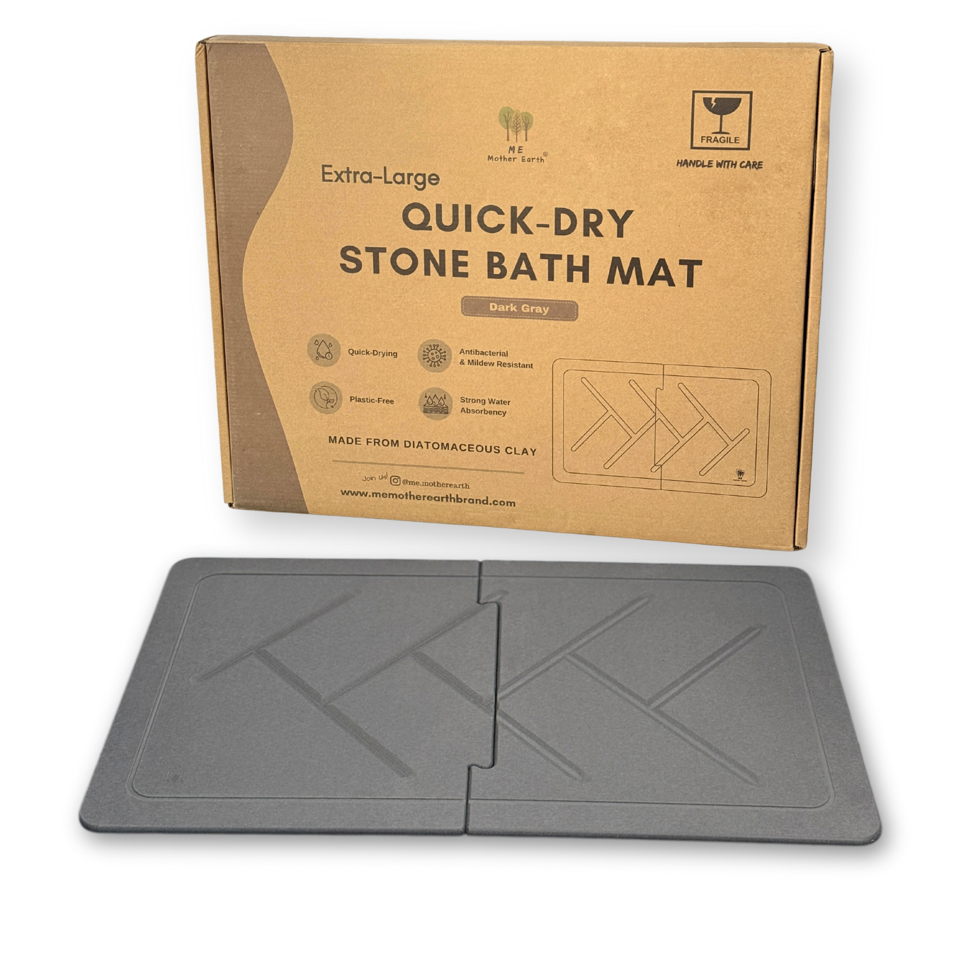 Quick Dry Diatomaceous Earth Floor Stone Bath and Dish Mat | Bathroom Shower Mat Non-Slip | Super Absorbent | Eco Friendly | Sustainable