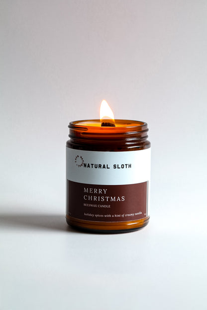 Merry Christmas Beeswax Candles