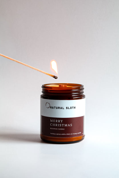 Merry Christmas Beeswax Candles