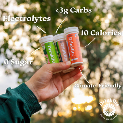 LEMON-LIME Electrolyte Tablets for Daily Hydration (8 Tubes, 80 Servings) by Drinklits