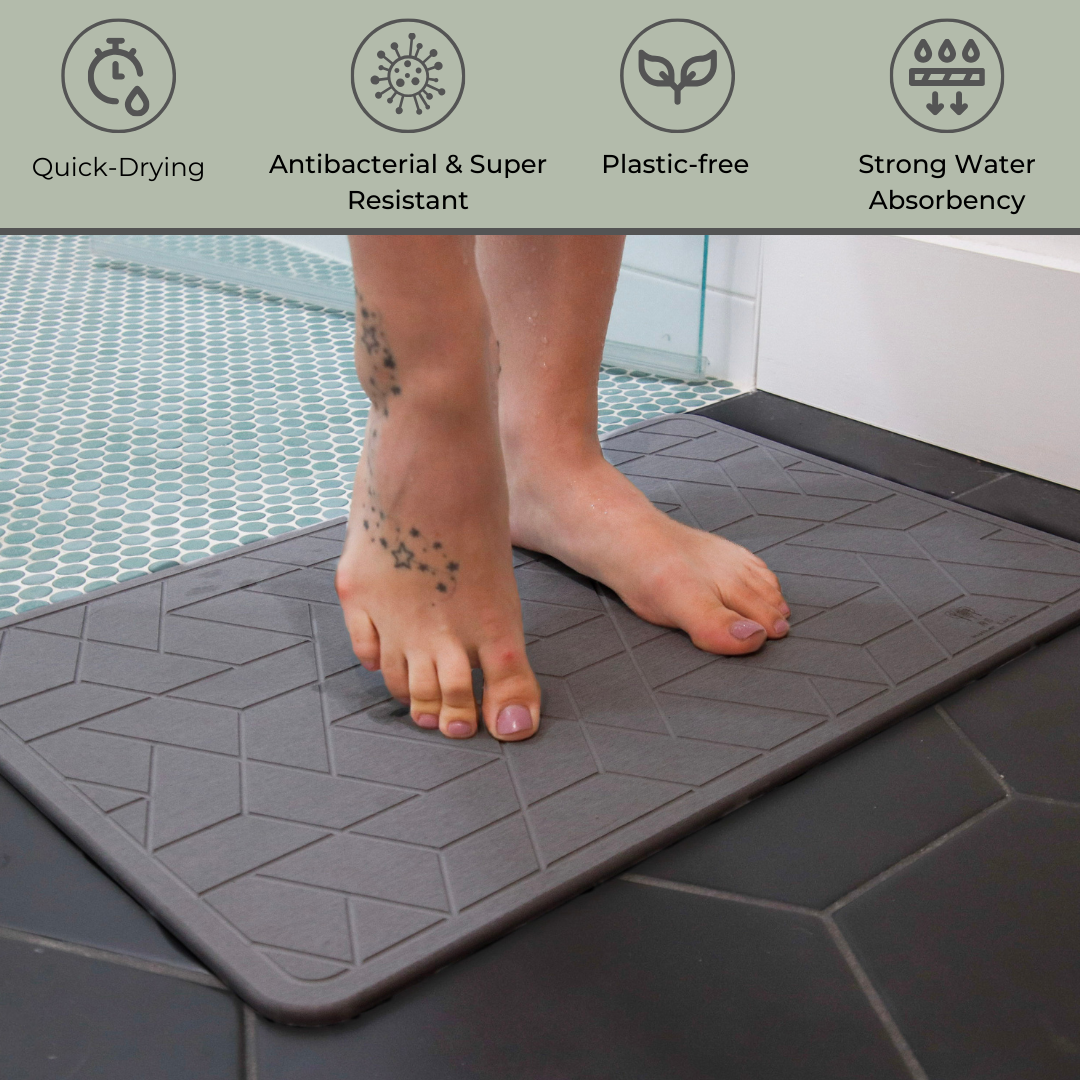 2-Pack Quick Dry Diatomaceous Earth Floor Stone Bath and Dish Mat | Bathroom Shower Mat Non-Slip | Super Absorbent | Eco Friendly | Sustainable