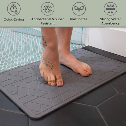 2-Pack Quick Dry Diatomaceous Earth Floor Stone Bath and Dish Mat | Bathroom Shower Mat Non-Slip | Super Absorbent | Eco Friendly | Sustainable