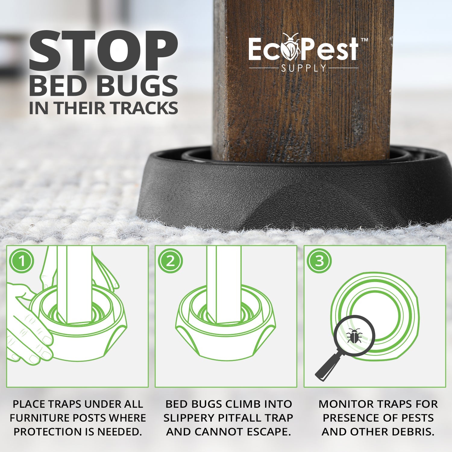 Bed Bug Blocker (Pro) — 4 Pack | Interceptors, Monitors, and Traps by EcoPest Supply