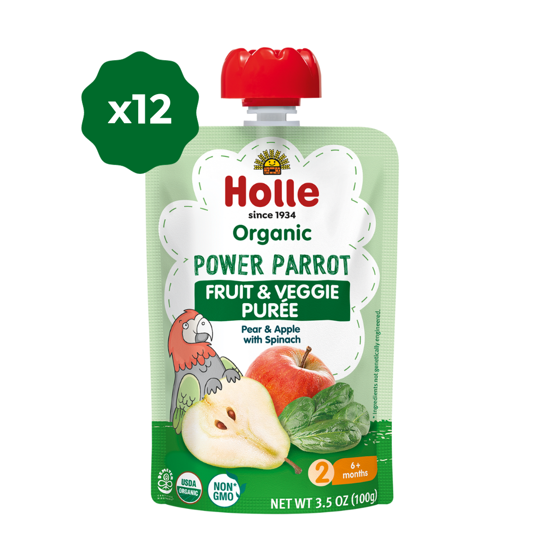 Holle Baby Food Pouches - Organic Fruit & Veggie Puree - Power Parrot by Holle USA