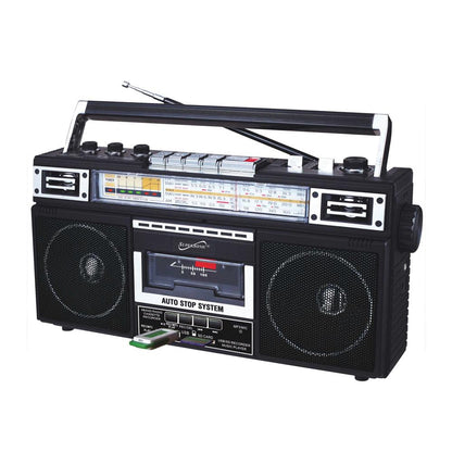 Supersonic 4 Band Radio & Cassette Player + Cassette To Mp3 Converter & Bluetooth (SC-3201BT) by Jupiter Gear Home
