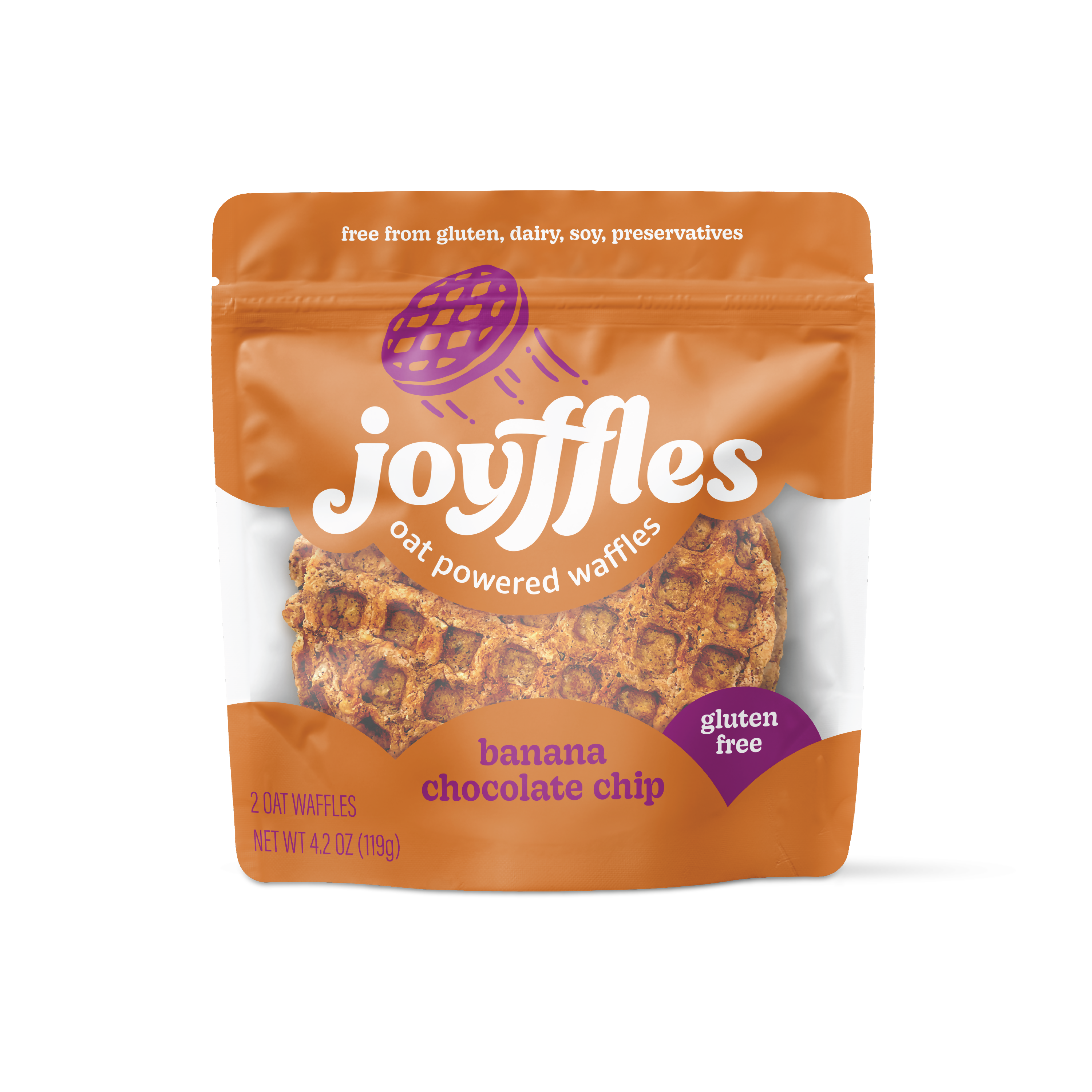 Joyffles banana chocolate chip (classically bold and beautiful) Waffles - 2-piece Pack by Farm2Me