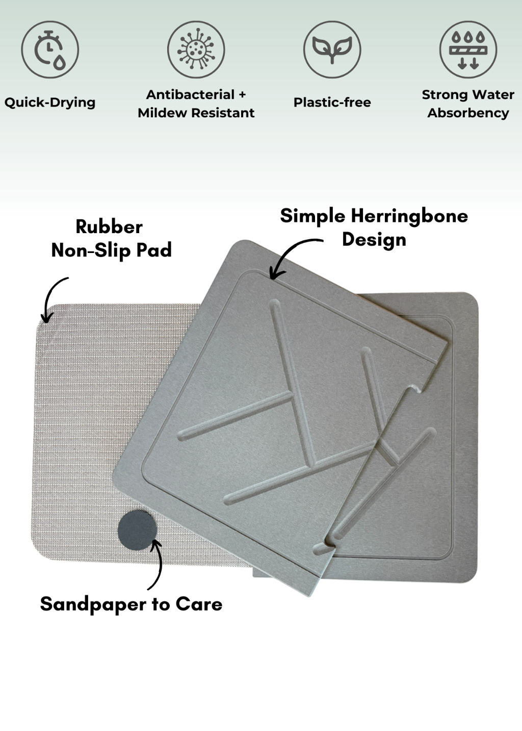 XL Quick Dry Diatomaceous Earth Floor Stone Bath mat and Dish Mat | Bathroom Shower Mat Non-Slip | Super Absorbent | Eco Friendly