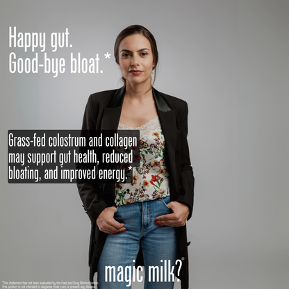 Magic Milk - Colostrum - Plus Collagen Peptides - Chocolate Milk - Supports Gut Health, Skin & Hair, Recovery - 20 Servings