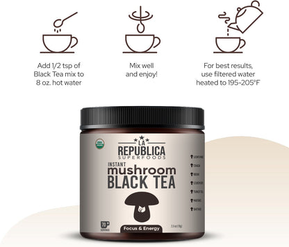 Black Tea with 7 Mushrooms (Instant) by La Republica Superfoods