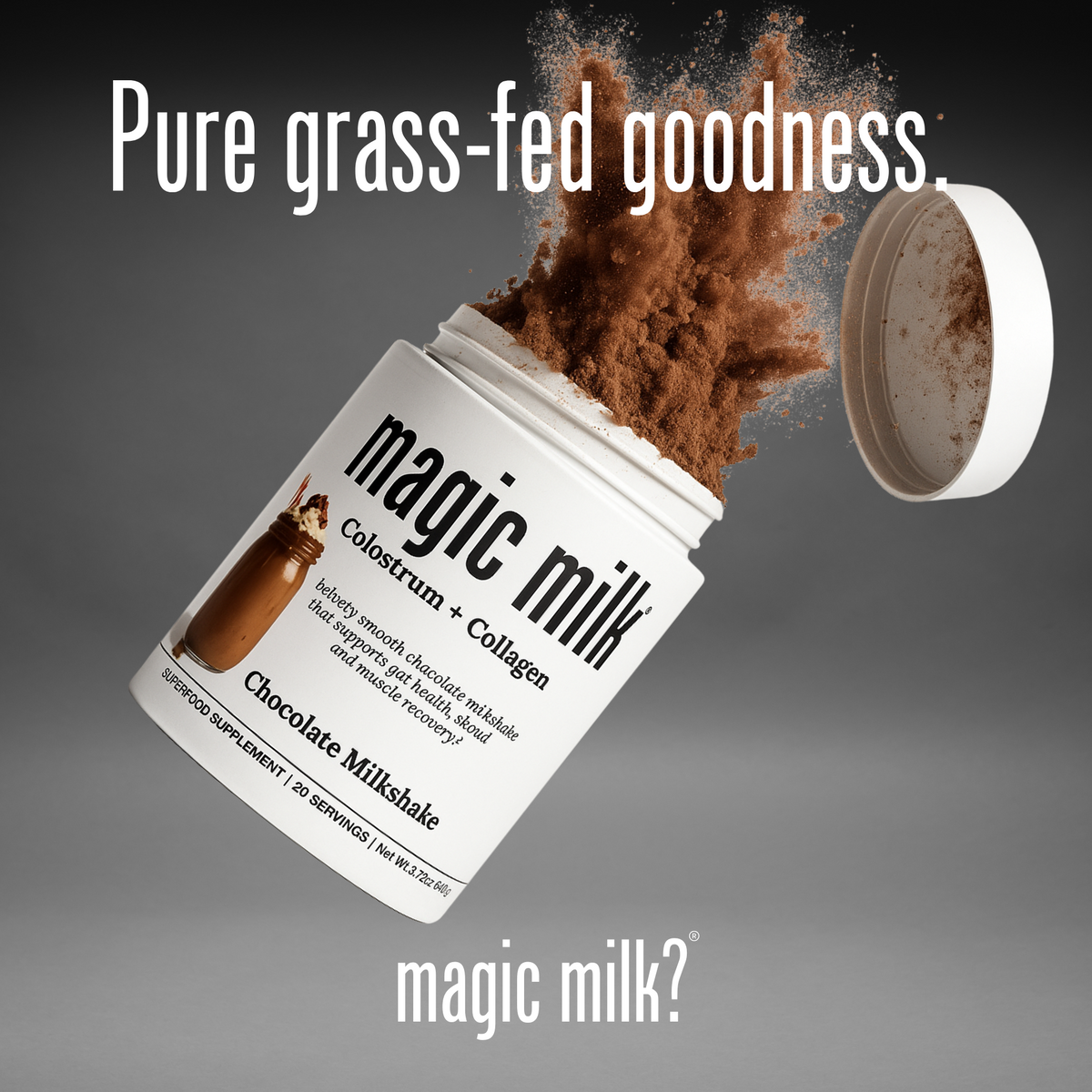 Magic Milk - Colostrum - Plus Collagen Peptides - Chocolate Milk - Supports Gut Health, Skin & Hair, Recovery - 20 Servings