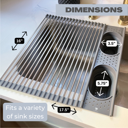 OPEN BOX Roll Up Silicone + Stainless Steel Dish Drying Rack