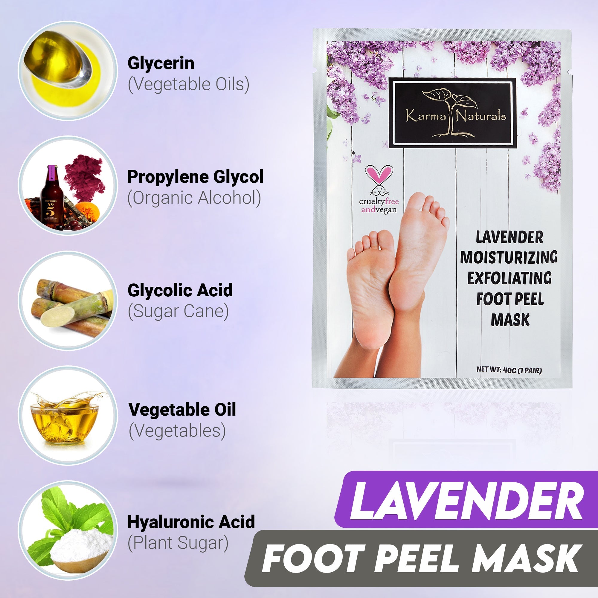 Karma Naturals lavender Foot Peel Mask - 2 Pack