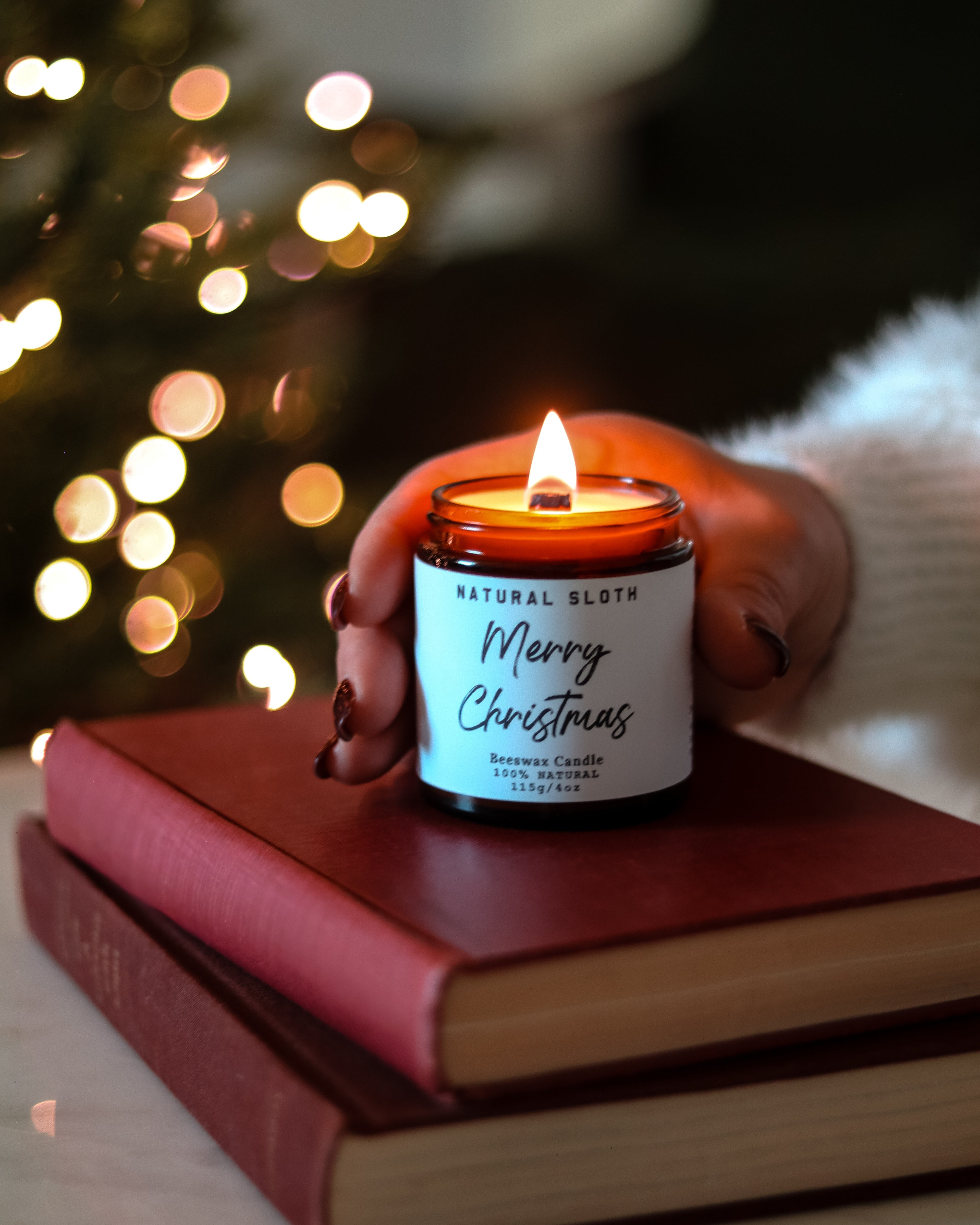 Merry Christmas Beeswax Candles