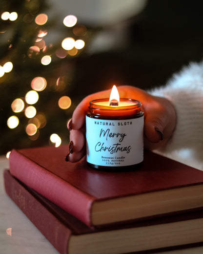 Merry Christmas Beeswax Candles