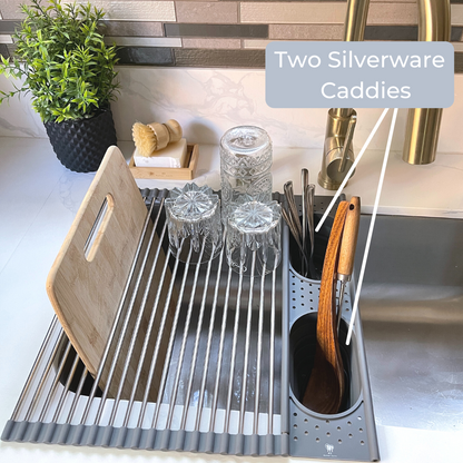 OPEN BOX Roll Up Silicone + Stainless Steel Dish Drying Rack