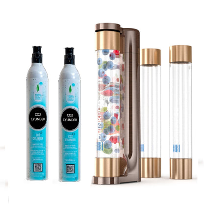 FIZZPod Soda Machine + 2 CO₂ Cylinder - Make Homemade Sparkling Water, Juice, Tea and Cocktail Drinks with Fruits & Candy by Drinkpod