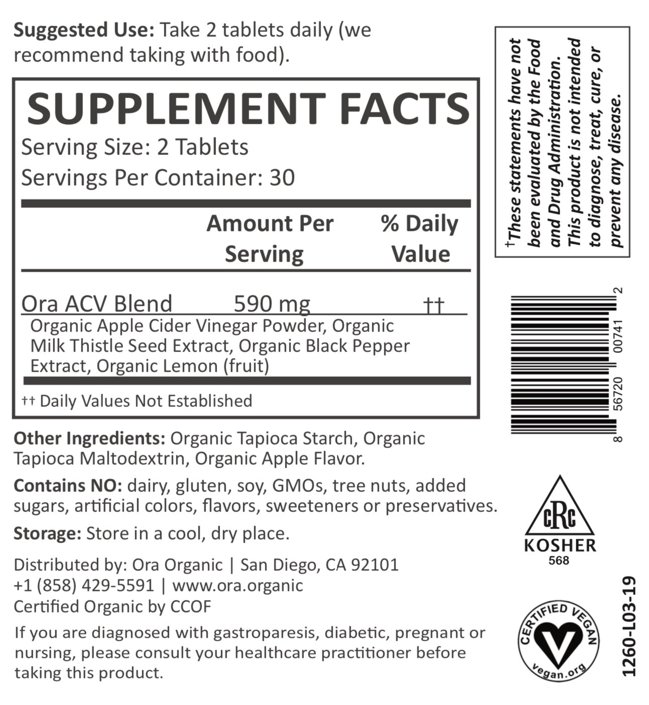 Organic Apple Cider Vinegar Pills