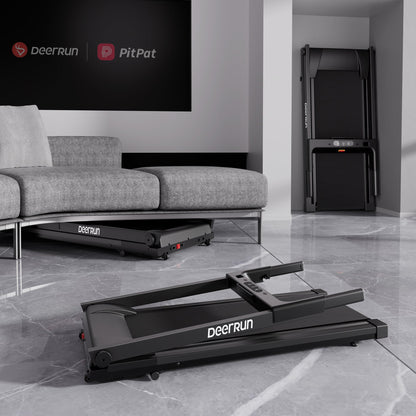 DeerRun All-New 2026 A1 Pro Move+ Smart Foldable Treadmill with 6% Incline & NFC | 350 lbs, 10 mph, Black