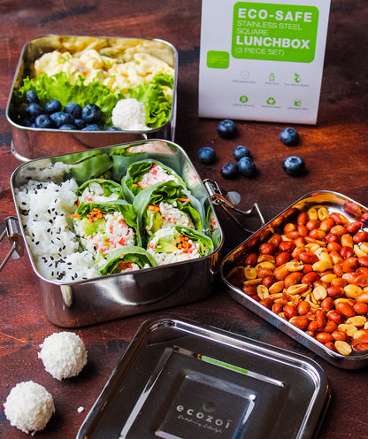 Stainless Steel Lunch Box, 2 Tier Square, 40 Oz by ecozoi