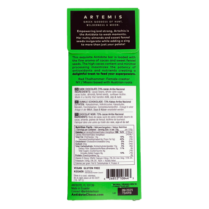 Antidote Chocolate ARTEMIS: ALMOND + FENNEL - 12 Bars by Farm2Me