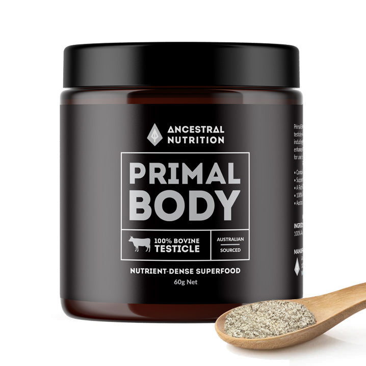 Primal Body Grass Fed Bovine Testicle Powder (Box of 6)