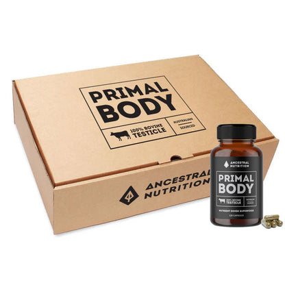 Primal Body Grass Fed Bovine Testicle Capsules (Box of 6)