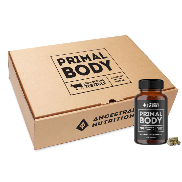 Primal Body Grass Fed Bovine Testicle Capsules (Box of 6)