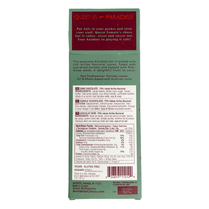 ANTIDOTE CHOCOLATE QUEEN T: ANIS + TOMATO 70% - 12 Bars by Farm2Me