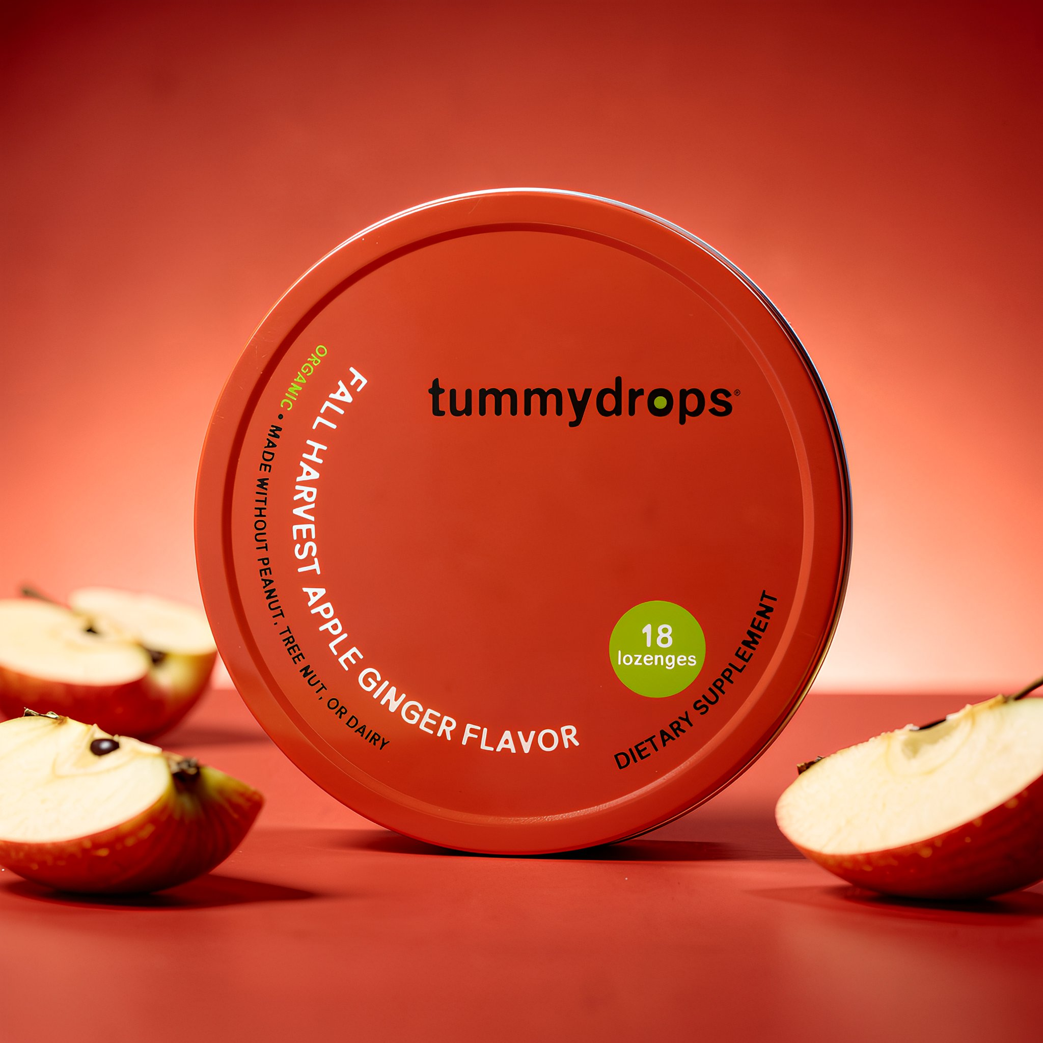 Fall Harvest Apple Ginger Tummydrops  | Organic Lozenges 18ct Tin