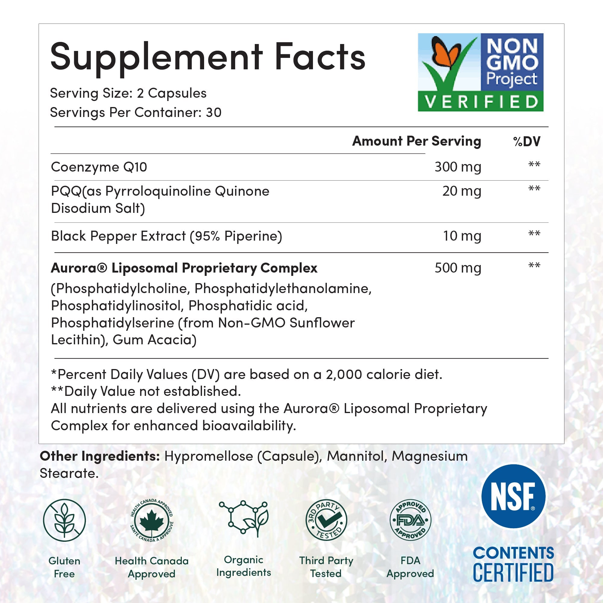 Liposomal CoQ10/PQQ Capsules