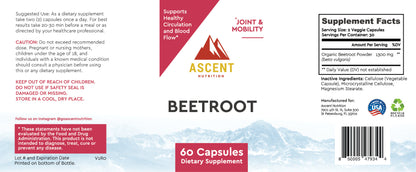 Organic Beetroot, 60 Capsules, 1300 mg each by Ascent Nutrition