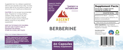 Berberine Complex, 60 Capsules, 600 mg each by Ascent Nutrition