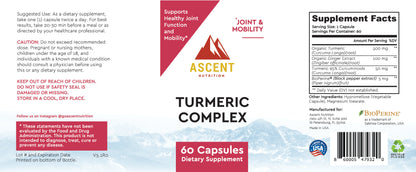Organic Turmeric Complex, 60 Capsules, 655 mg each by Ascent Nutrition