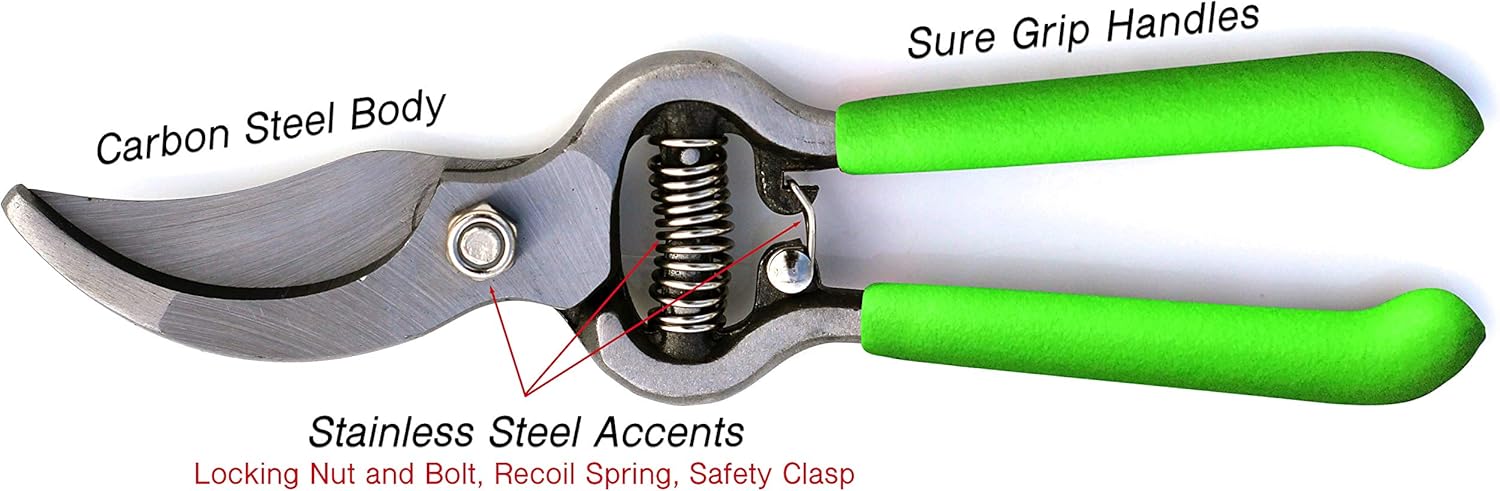 GARDEN GURU Classic Bypass Pruning Shears Clippers & Garden Tool Blade Sharpener