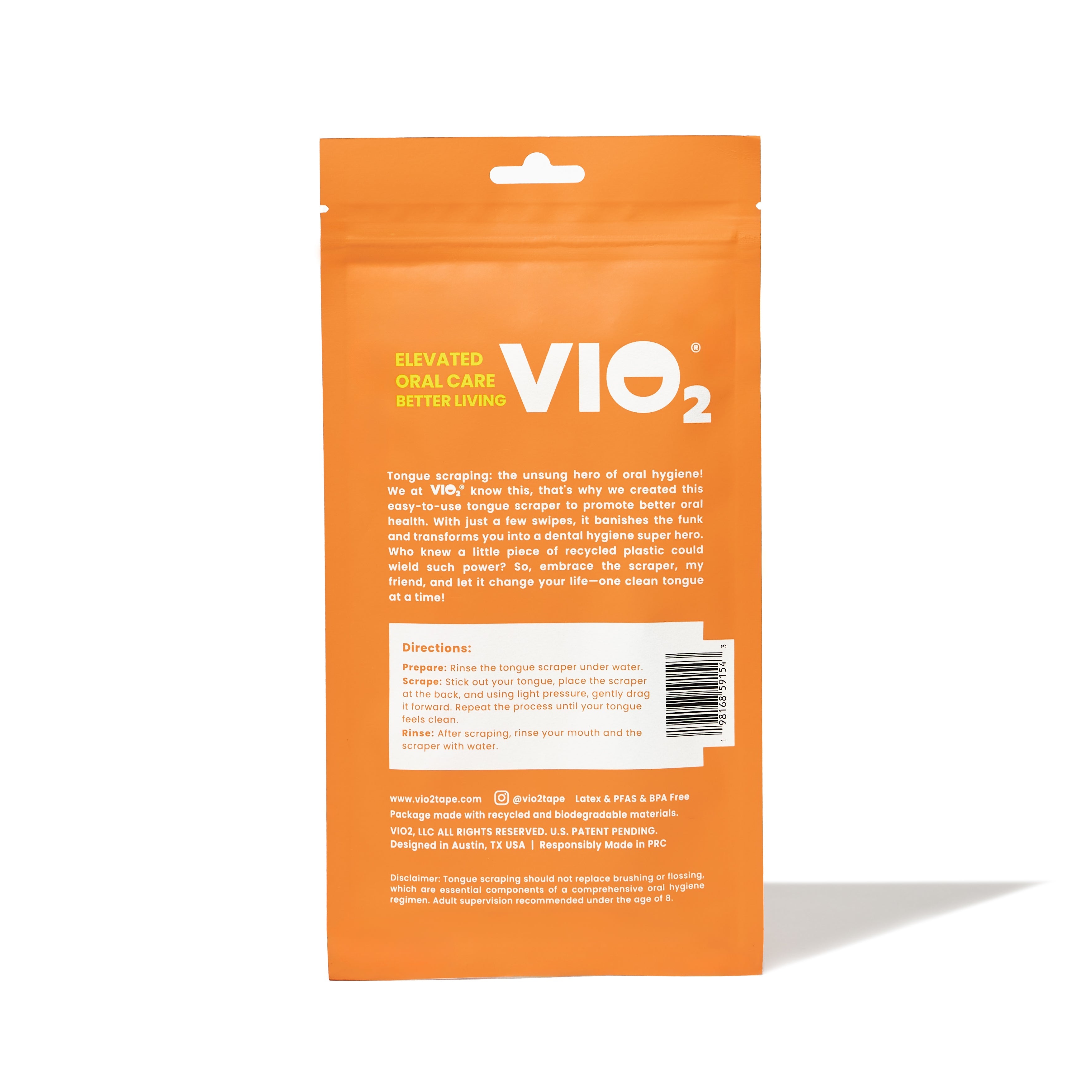 VIO2™ Tongue Scraper - Pack of 3 REUSABLE Scrapers - BPA Free, PFAS Free, Latex Free