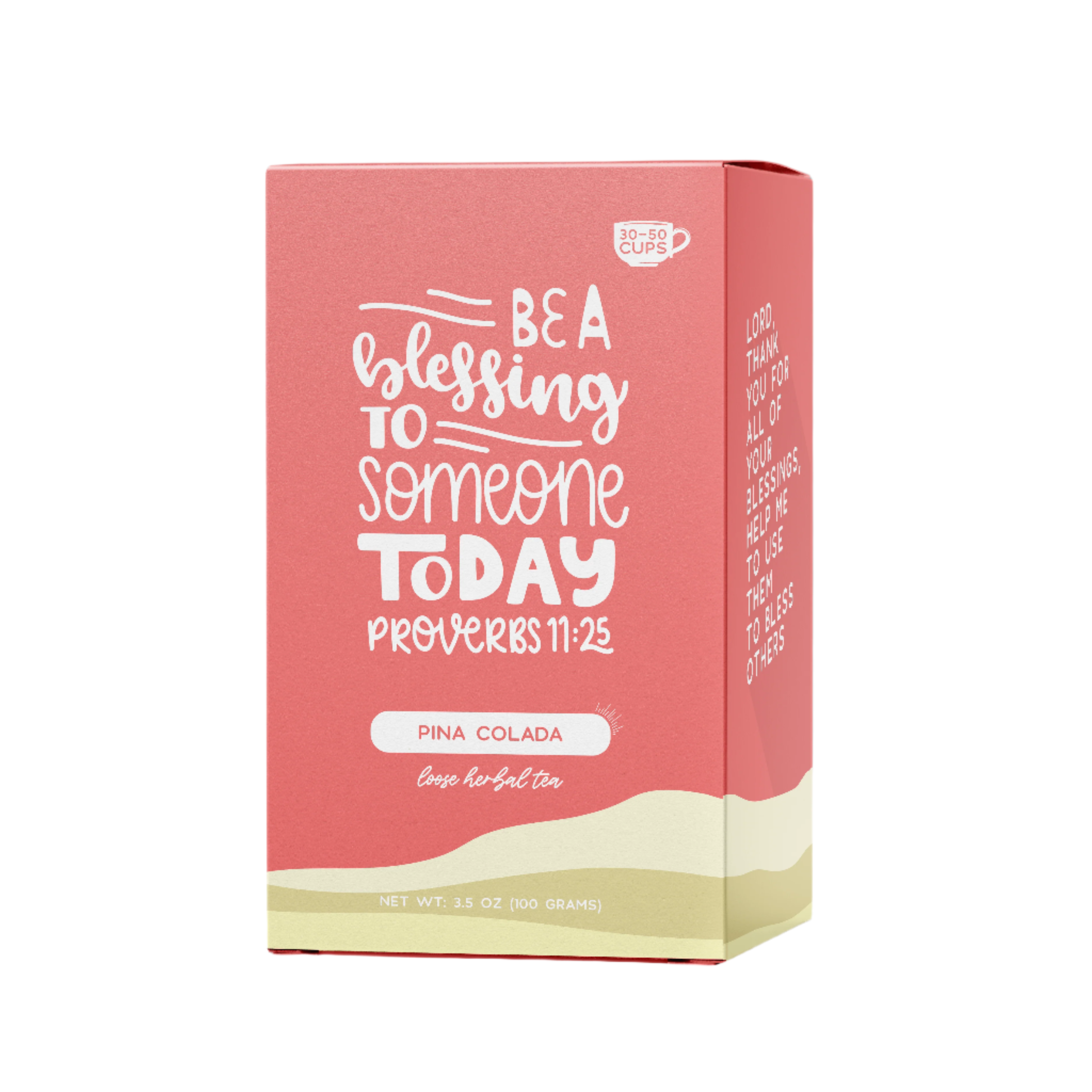 Bible Verse Tea "Be A Blessing" Pina Colada Herbal Tea by Little Prayer Tea Company