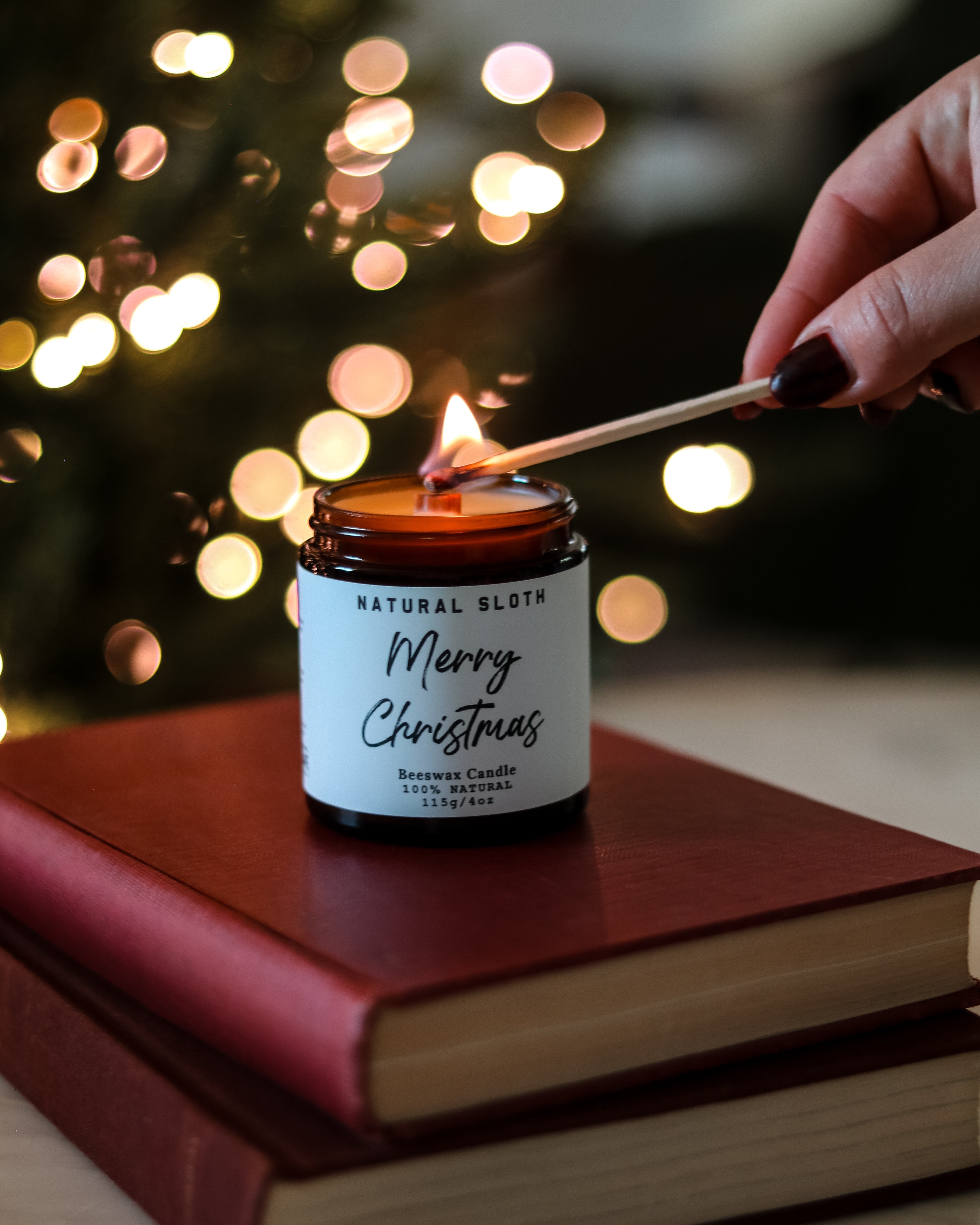 Merry Christmas Beeswax Candles