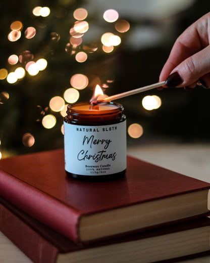 Merry Christmas Beeswax Candles