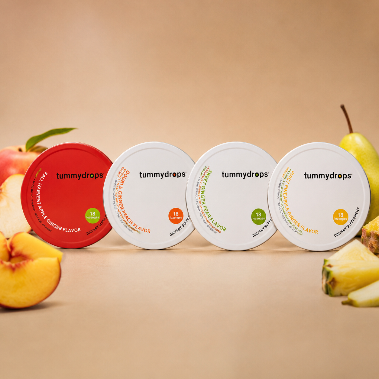 Classic Fruit Goodness Ginger Bundle (Peach, Pear, Apple & Pineapple), 4 ct