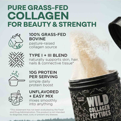 Grass-Fed Collagen Peptides, 41 servings – Skin, Hair & Joint Support Collagen