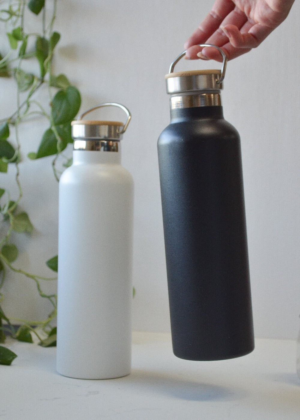 Stainless Steel Water Bottle with Bamboo Lid