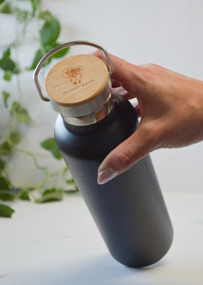 Stainless Steel Water Bottle with Bamboo Lid