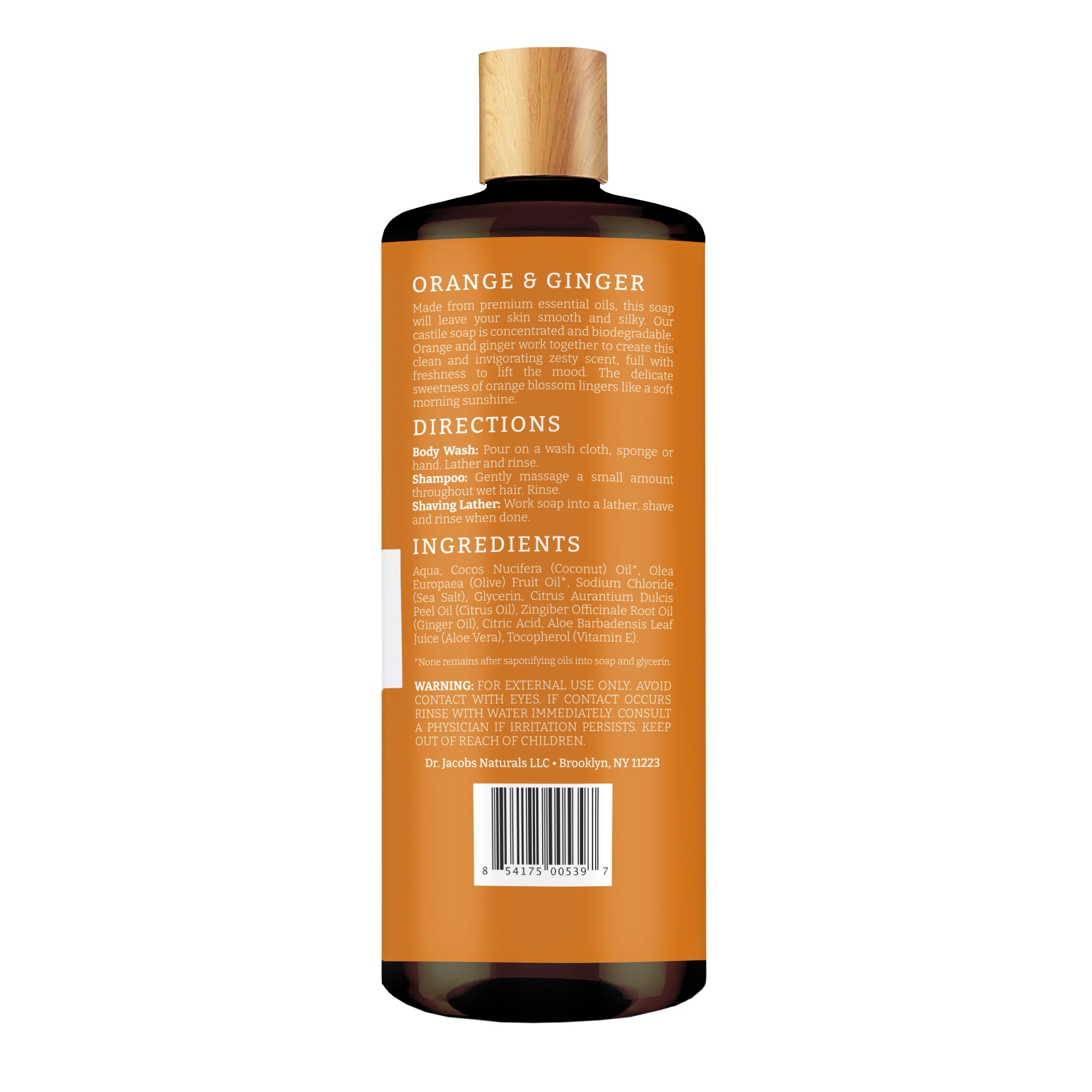 Orange & Ginger Castile Body Wash by Dr. Jacobs Naturals