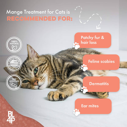 Mange Treatment for Cats - Treats Feline Sarcoptic & Demodectic Mange, Scabies & Ear Mites by BestLife4Pets
