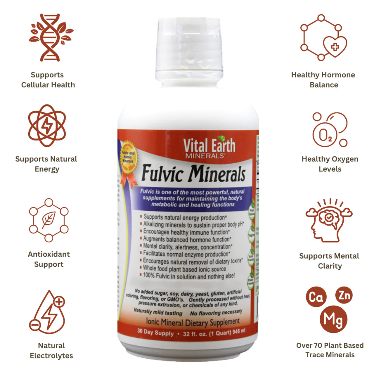 Fulvic Minerals Liquid, 32 Oz.